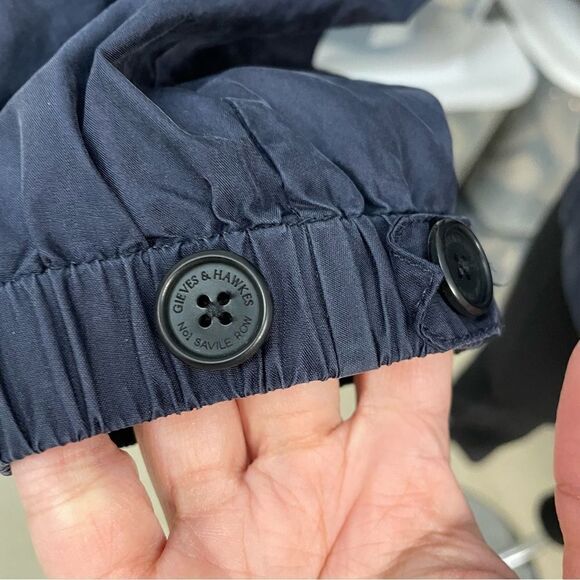 GIEVES & HAWKES WOMEN’s HOODED lightweight Silk basic jacket navy sz medium - Picture 6 of 13